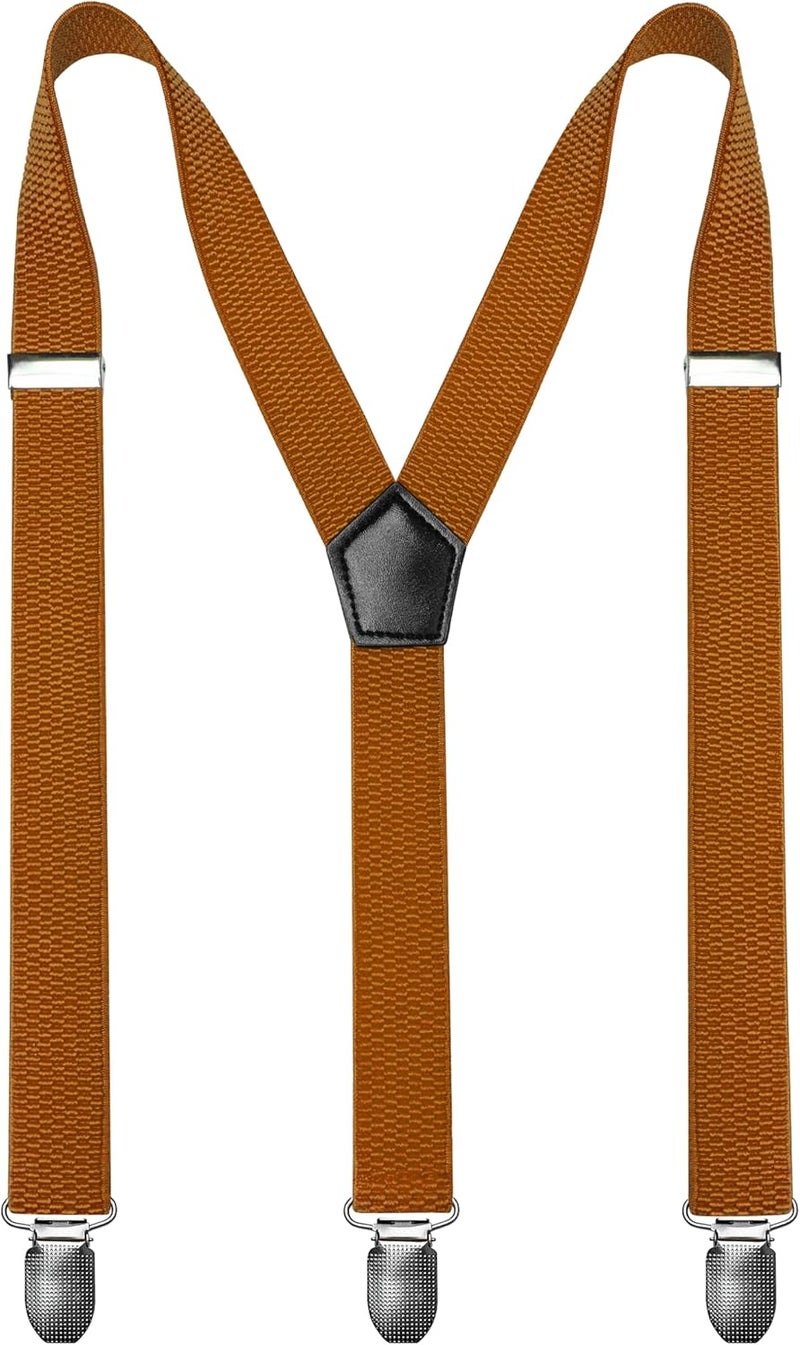 RBOCOTT Mens Solid Color Suspender with 3 Cilps Adjustable Braces - Image 1